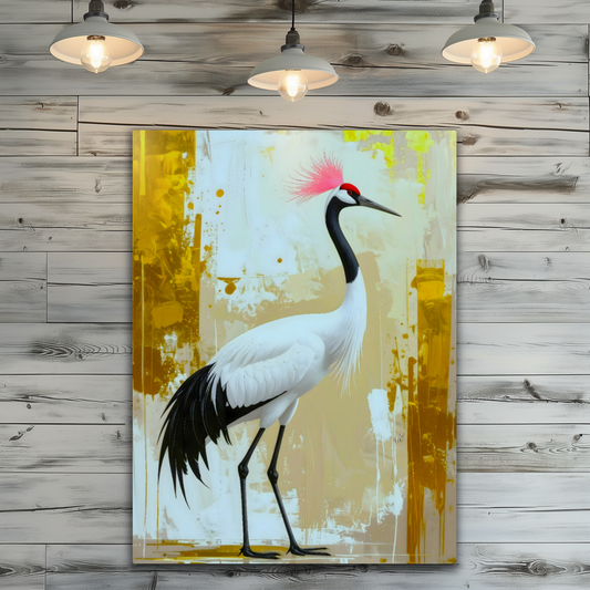 White Crane CM4, Printed on gloss aluminium to enhance colour and detail, unique print, an enduring gift...