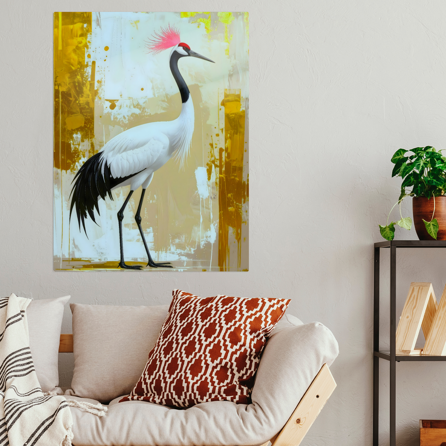White Crane CM4, Printed on gloss aluminium to enhance colour and detail, unique print, an enduring gift...