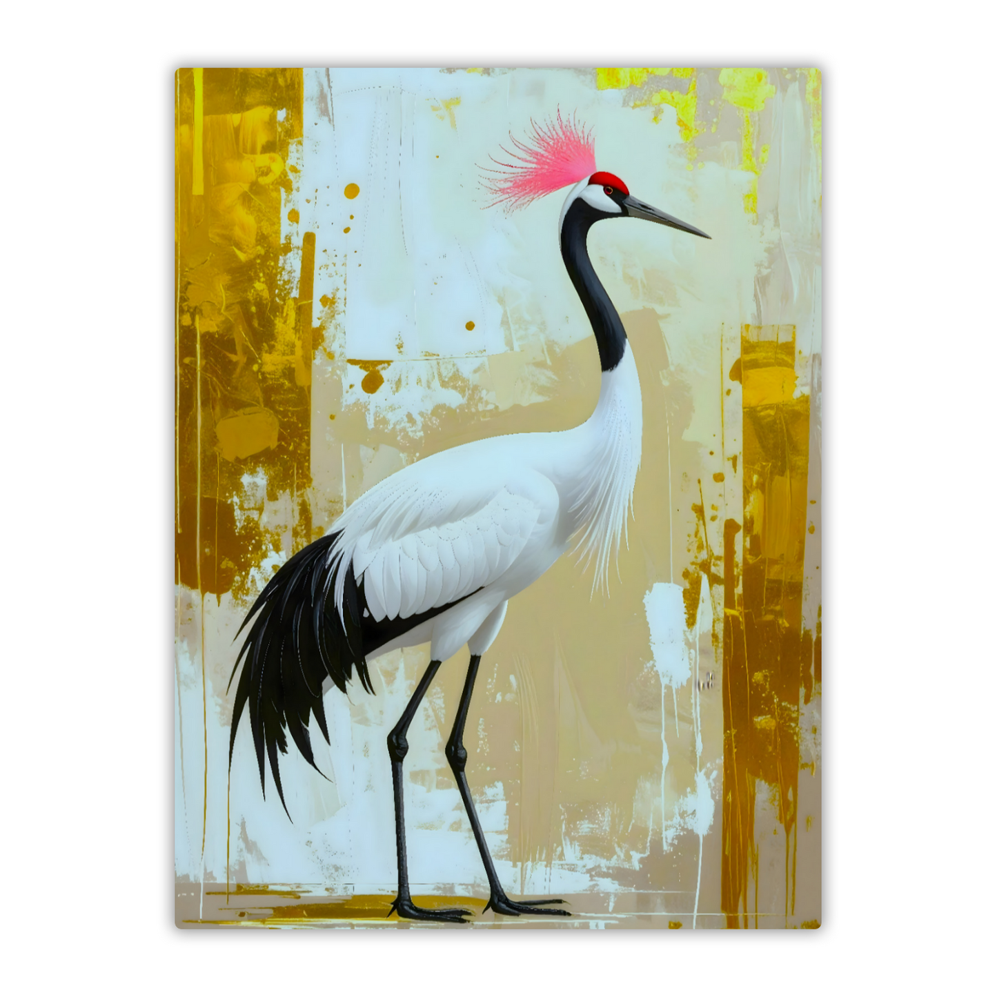 White Crane CM4, Printed on gloss aluminium to enhance colour and detail, unique print, an enduring gift...