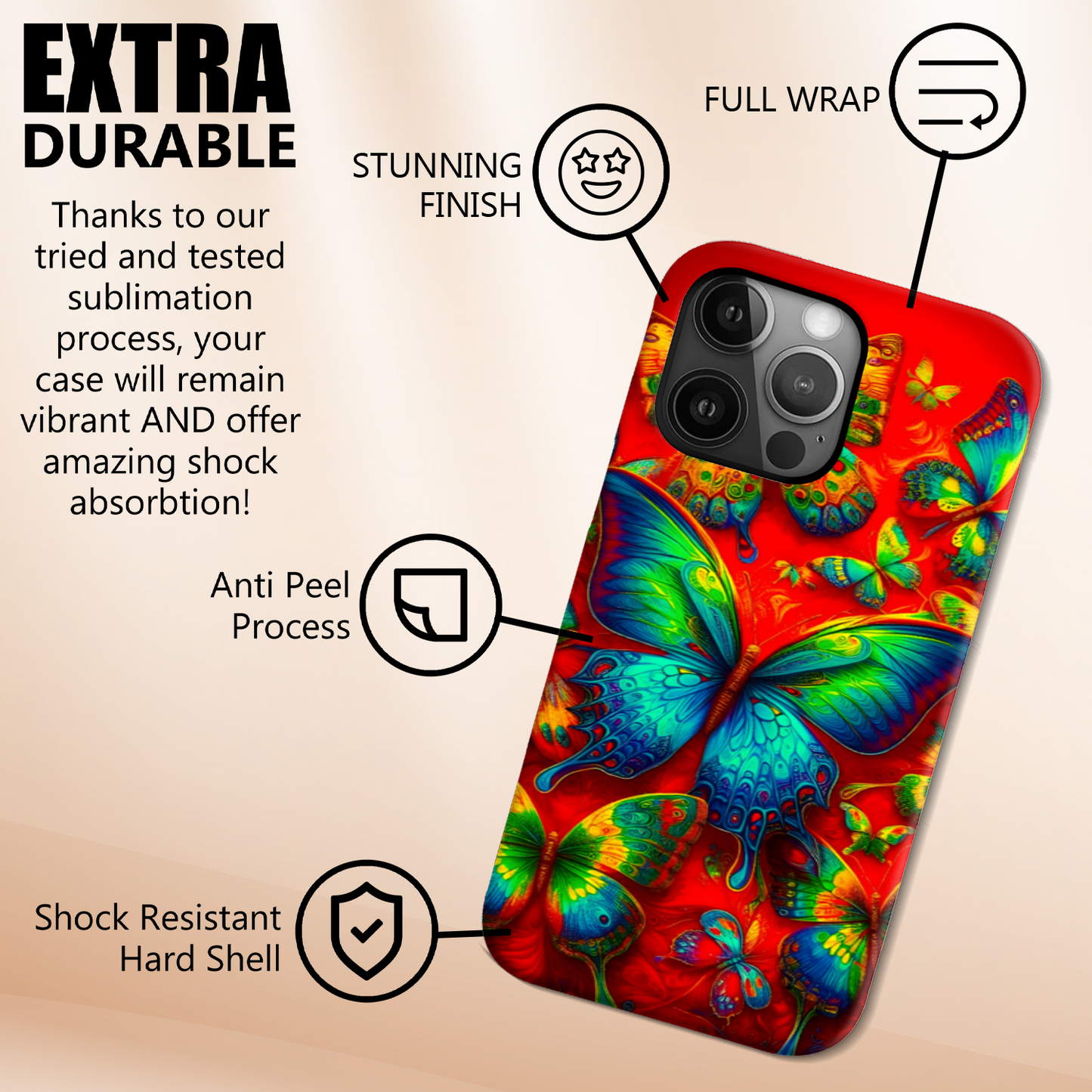 Butterfly BU1, MagSafe Tough iPhone Case, Full Wrap Technology, Crafted From Premium Polycarbonate, Unique Image...