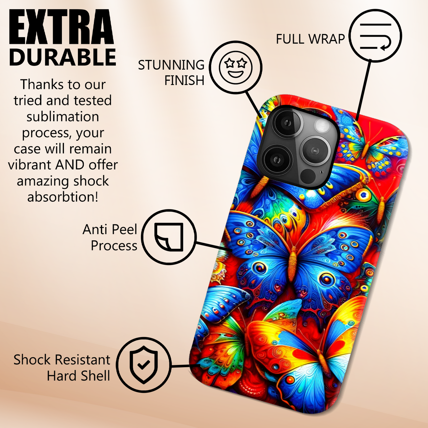 Butterfly BU2, MagSafe Tough iPhone Case, Full Wrap Technology, Crafted From Premium Polycarbonate, Unique Image...
