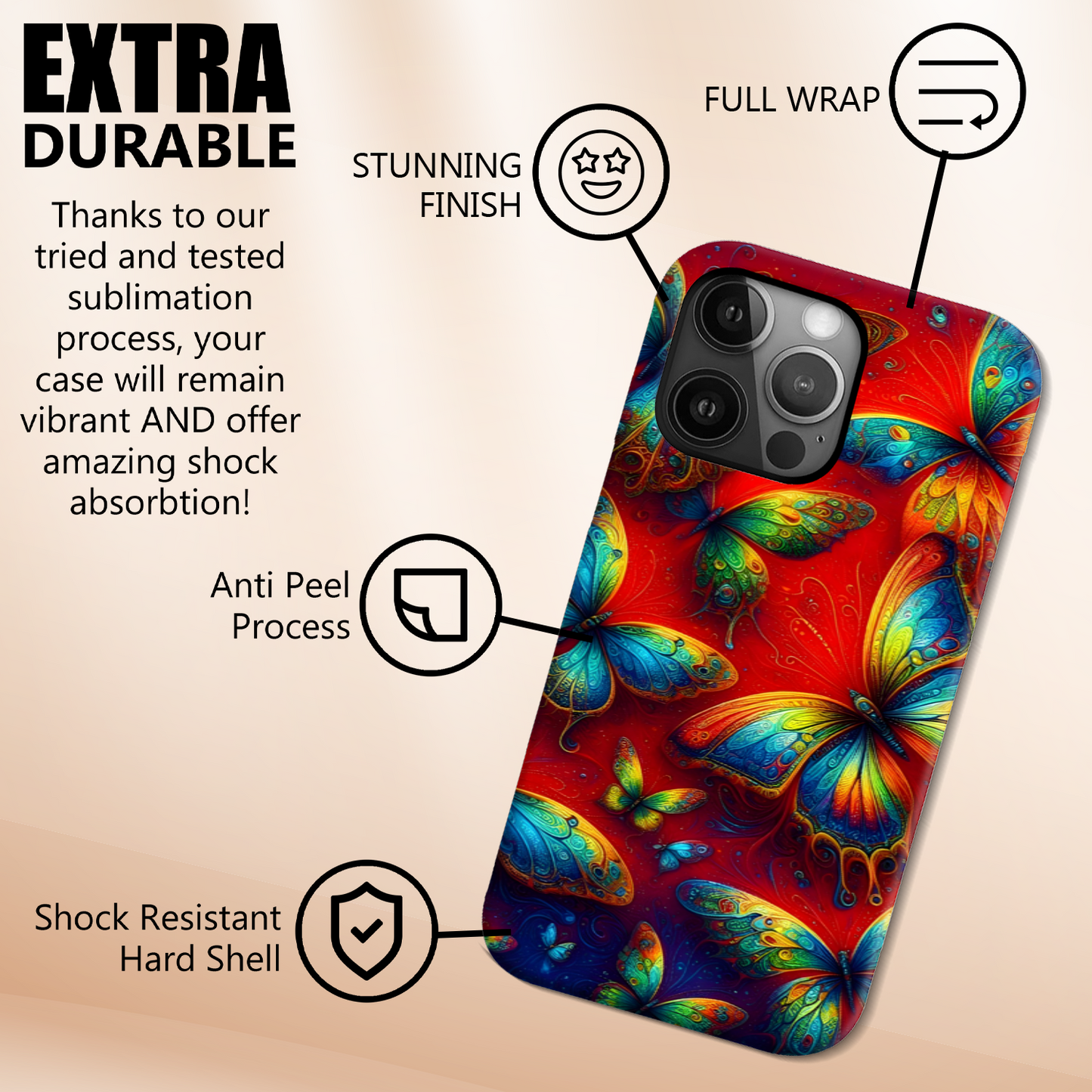 Butterfly BU3, MagSafe Tough iPhone Case, Full Wrap Technology, Crafted From Premium Polycarbonate, Unique Image...