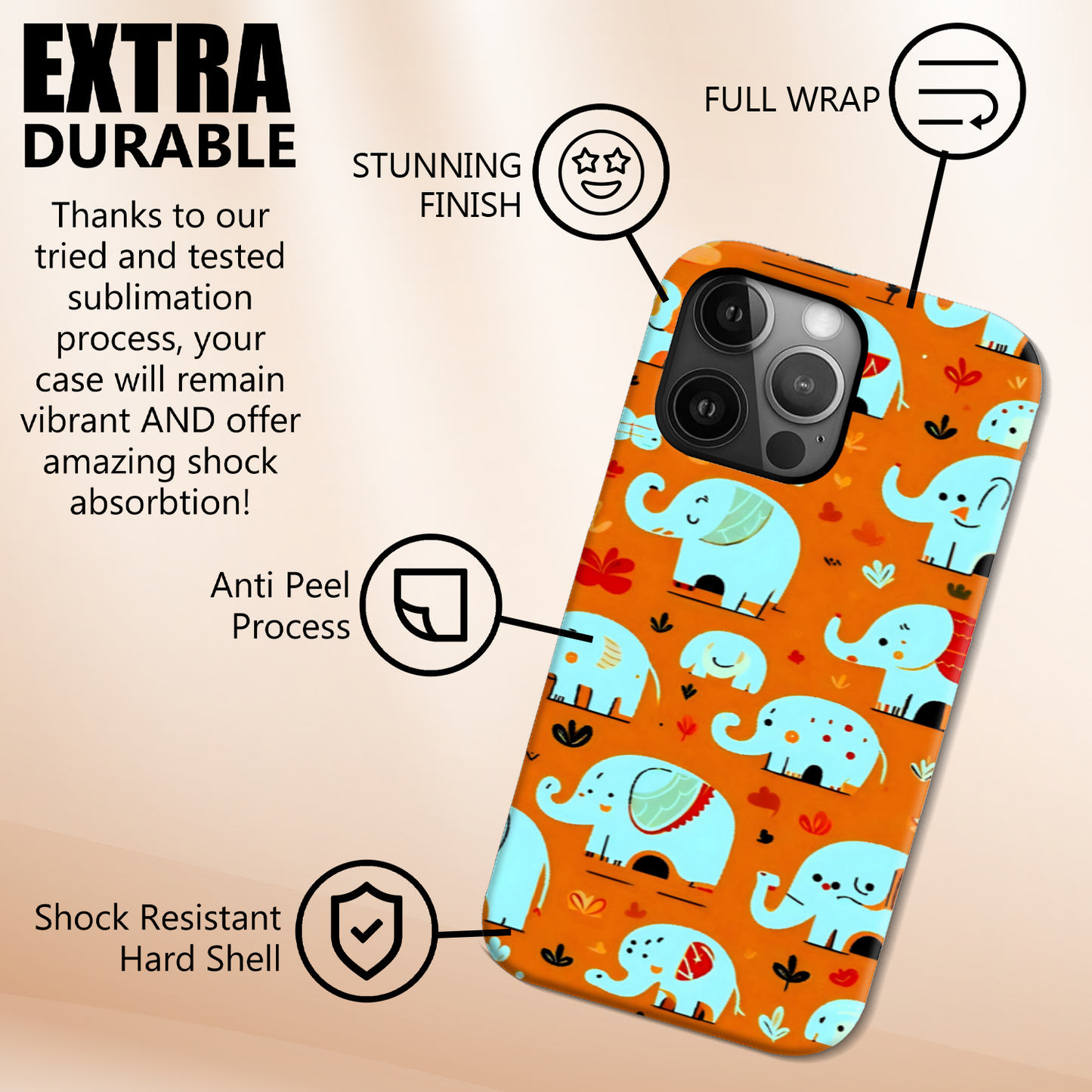 Elephant EP4, MagSafe Tough Phone Case, Full Wrap Technology, Crafted From Premium Polycarbonate, Unique Image...