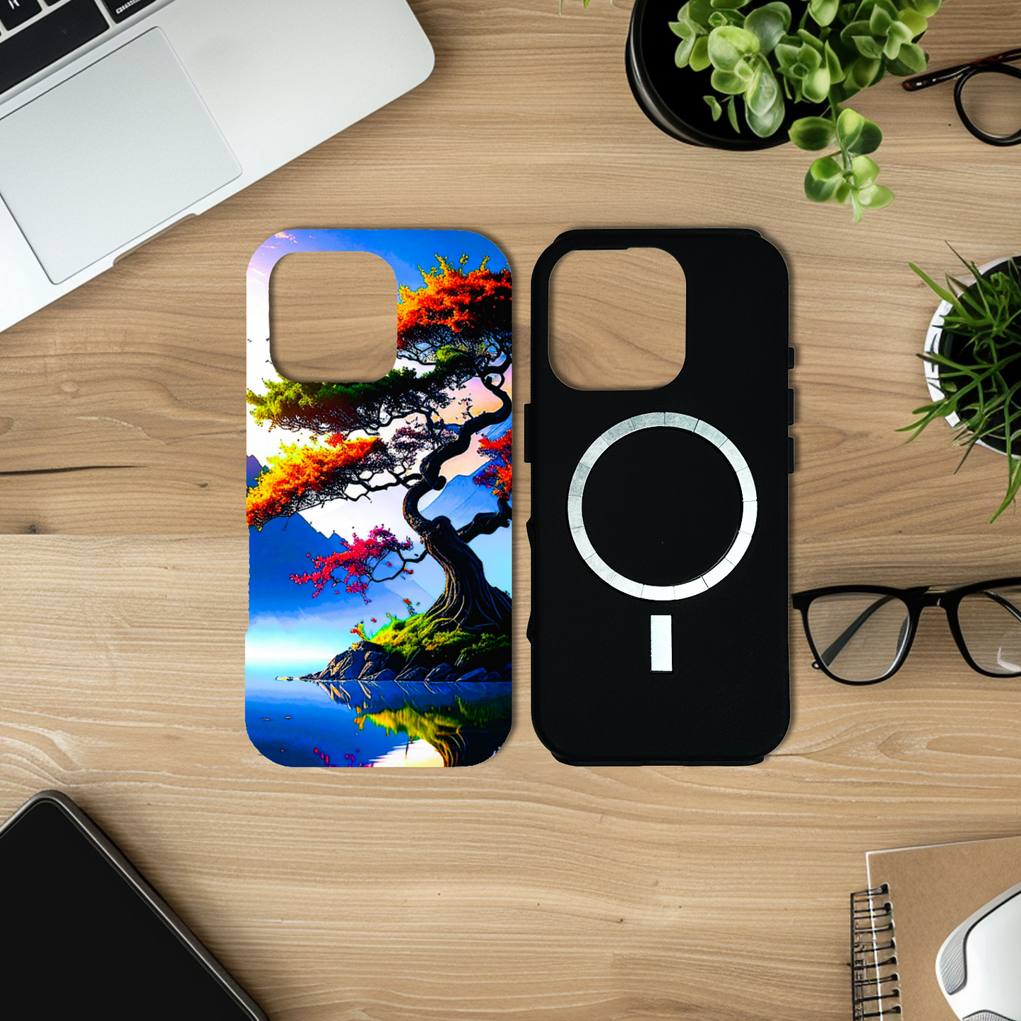 Bonsai Tree, MagSafe Tough iPhone Case, Full Wrap Technology, Crafted From Premium Polycarbonate, Unique Image...