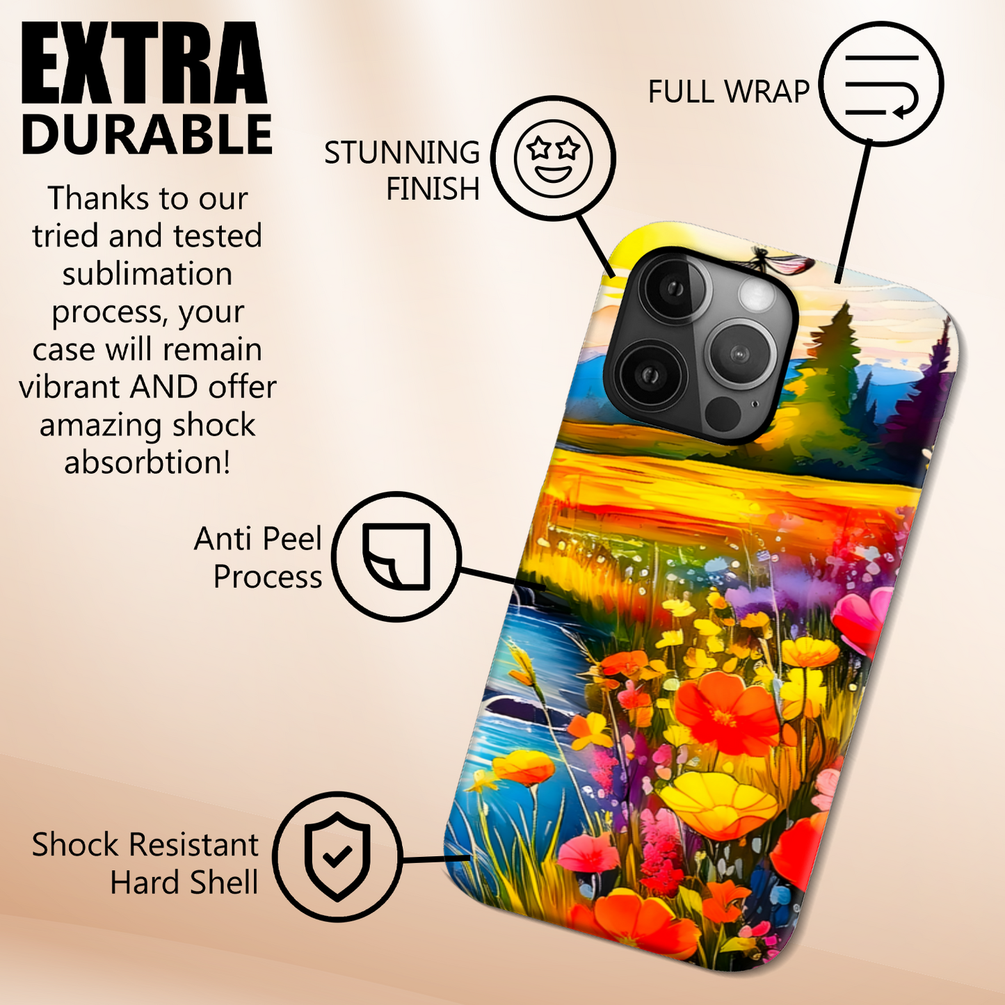 Wildflowers WF2, MagSafe Tough iPhone Case, Full Wrap Technology, Crafted From Premium Polycarbonate, Unique Image...