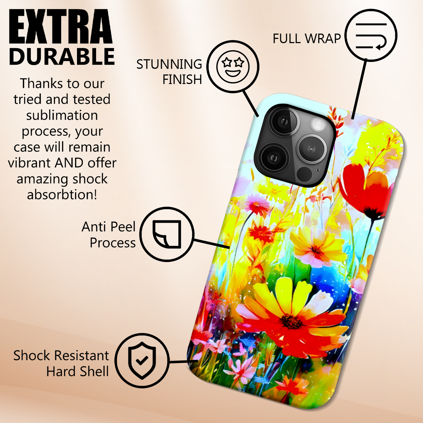 Wildflowers WF3, MagSafe Tough iPhone Case, Full Wrap Technology, Crafted From Premium Polycarbonate, Unique Image...