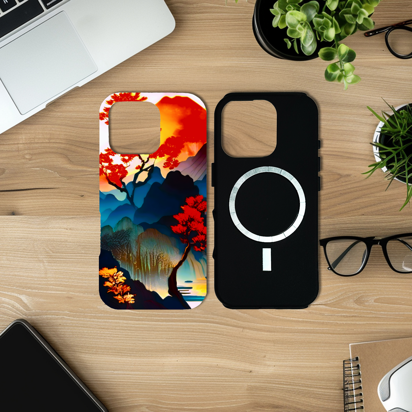Japanese Landscape 1,   MagSafe Tough iPhone Case, Full Wrap Technology, Crafted From Premium Polycarbonate...