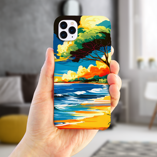 Tropical Beach 1, Slim Phone Case, Full Wrap Technology, Crafted From Premium Polycarbonate, Unique Image...
