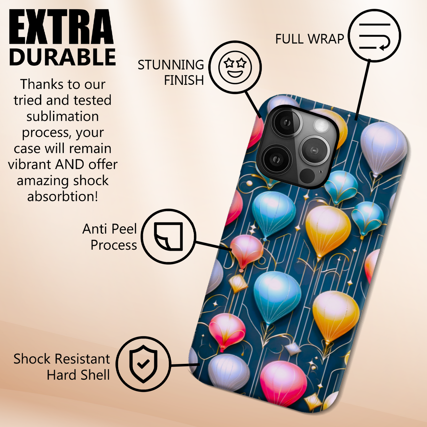 Balloons 2, Tough Phone Case, Full Wrap Technology, Crafted From Premium Polycarbonate, Great Gift Idea...
