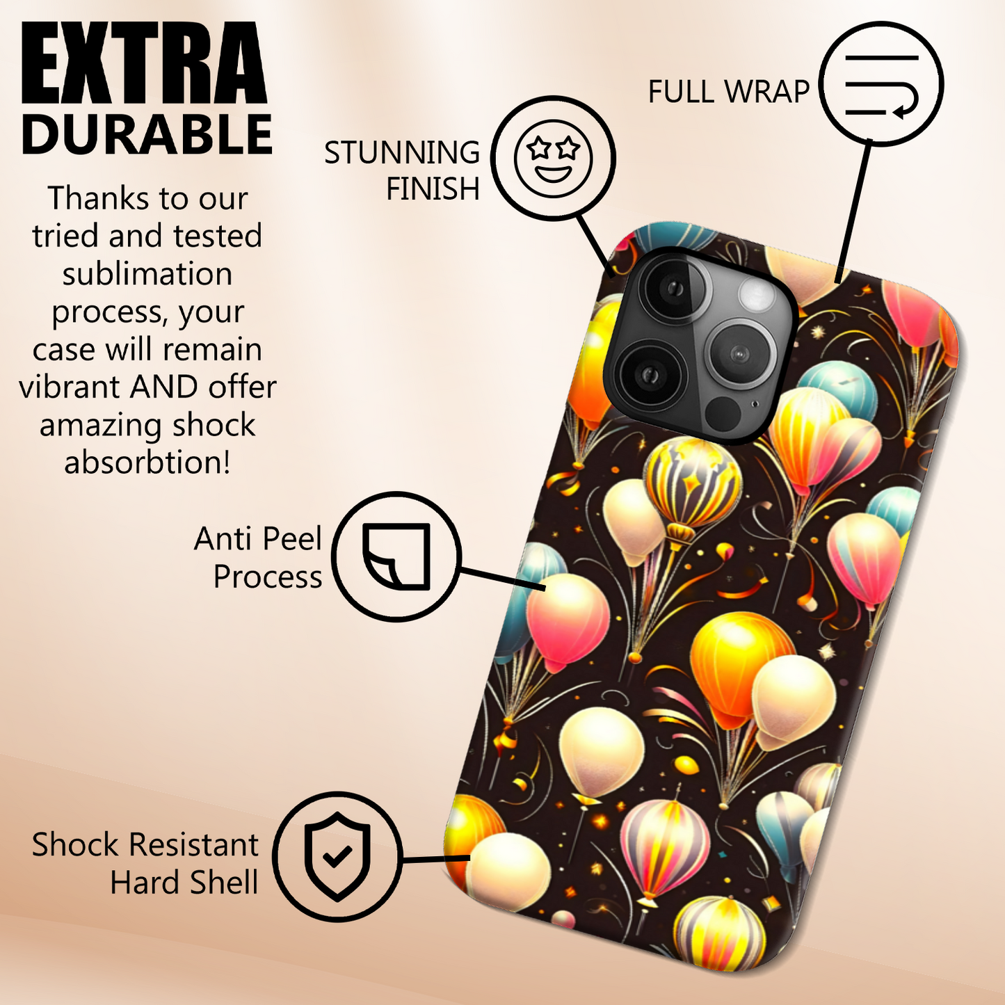 Balloons 4, Tough Phone Case, Full Wrap Technology, Crafted From Premium Polycarbonate, Great Gift Idea...