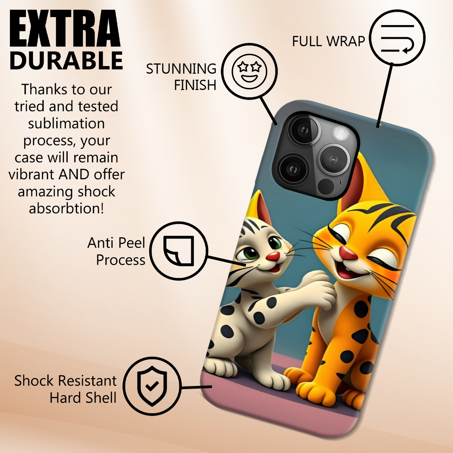 Cat 1, Tough Phone Case, Full Wrap Technology, Crafted From Premium Polycarbonate, Unique Image...