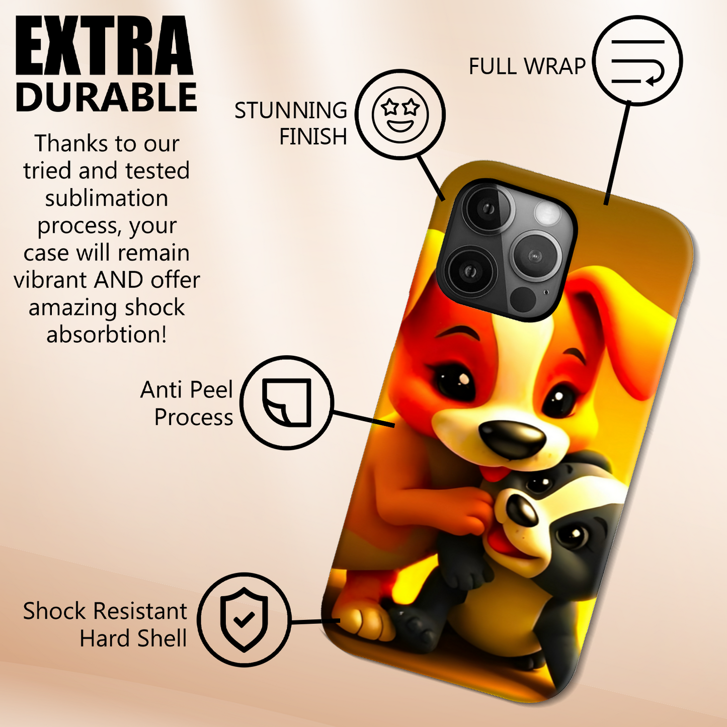 Dogs 4, Tough Phone Case, Full Wrap Technology, Crafted From Premium Polycarbonate, Unique Image...