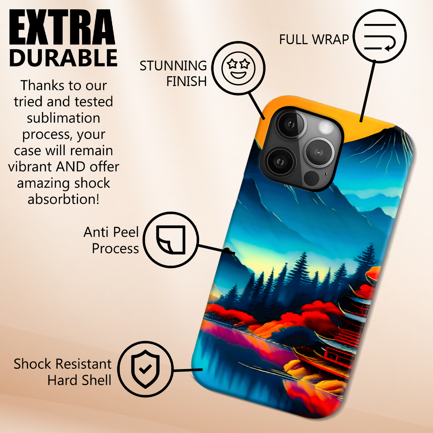 Chinese Art 1, Tough Phone Case, Crafted From Premium Polycarbonate, Full Image Wrap, Unique Image...