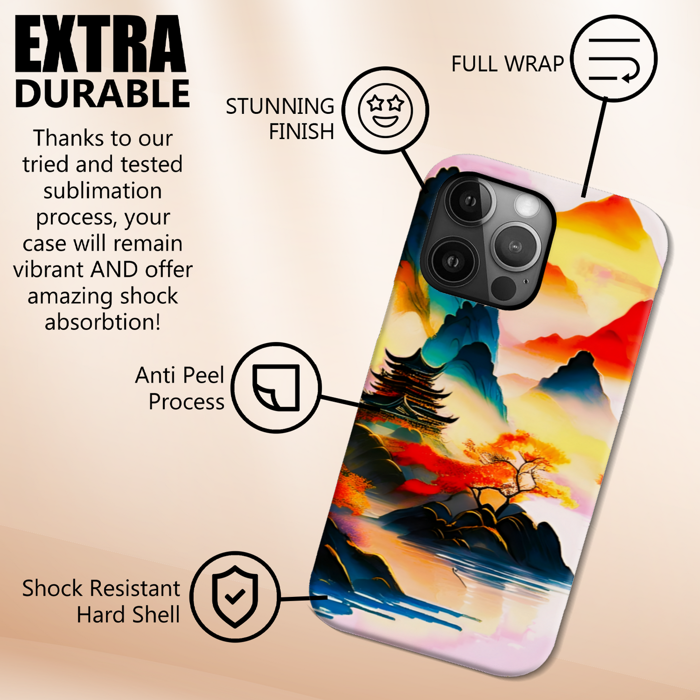 Chinese Art 2, Tough Phone Case, Full Wrap Technology, Crafted From Premium Polycarbonate, Unique Image...