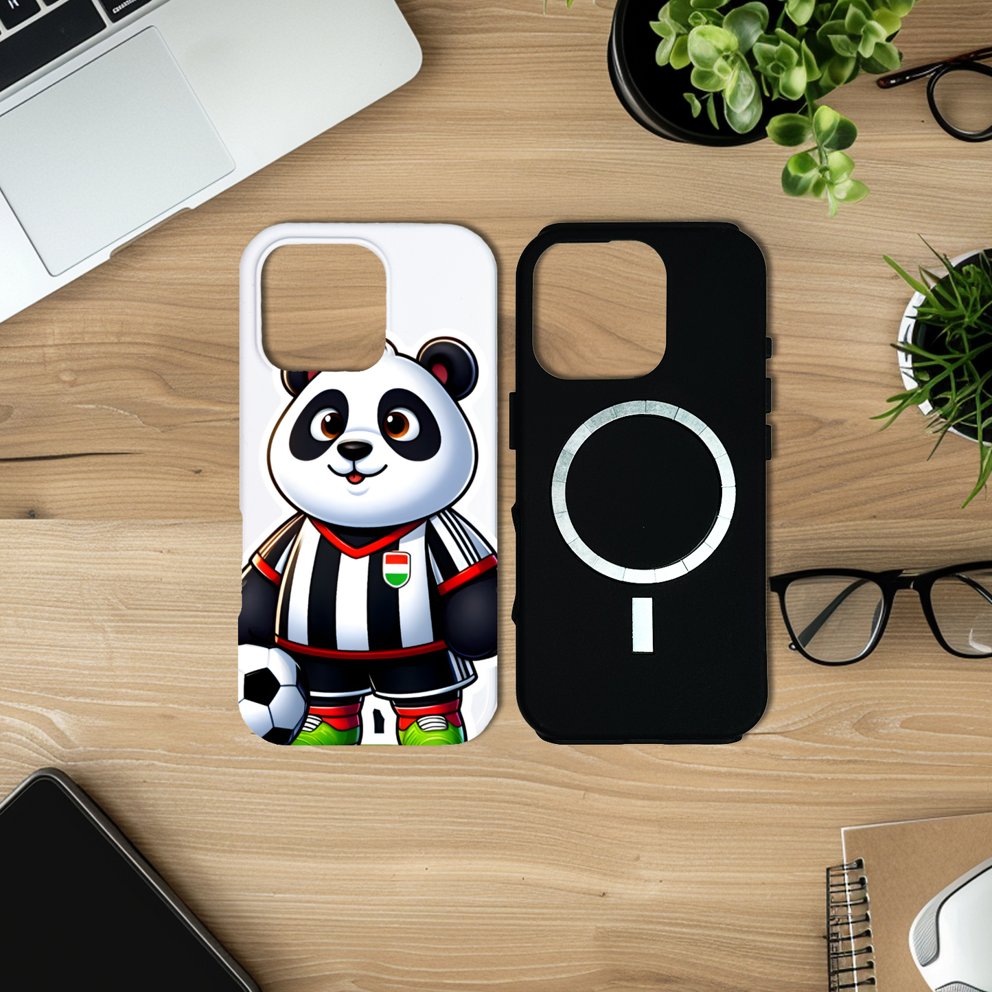 Footballing Panda 1, Magsafe Tough iPhone Case, Full Wrap Technology, Crafted From Premium Polycarbonate, Unique Image...