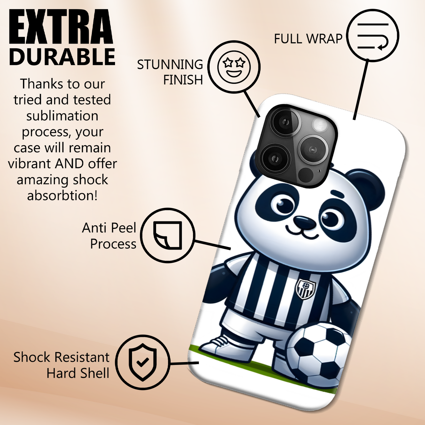 Footballing Panda 2, Magsafe Tough iPhone Case, Full Wrap Technology, Crafted From Premium Polycarbonate, Unique Image...