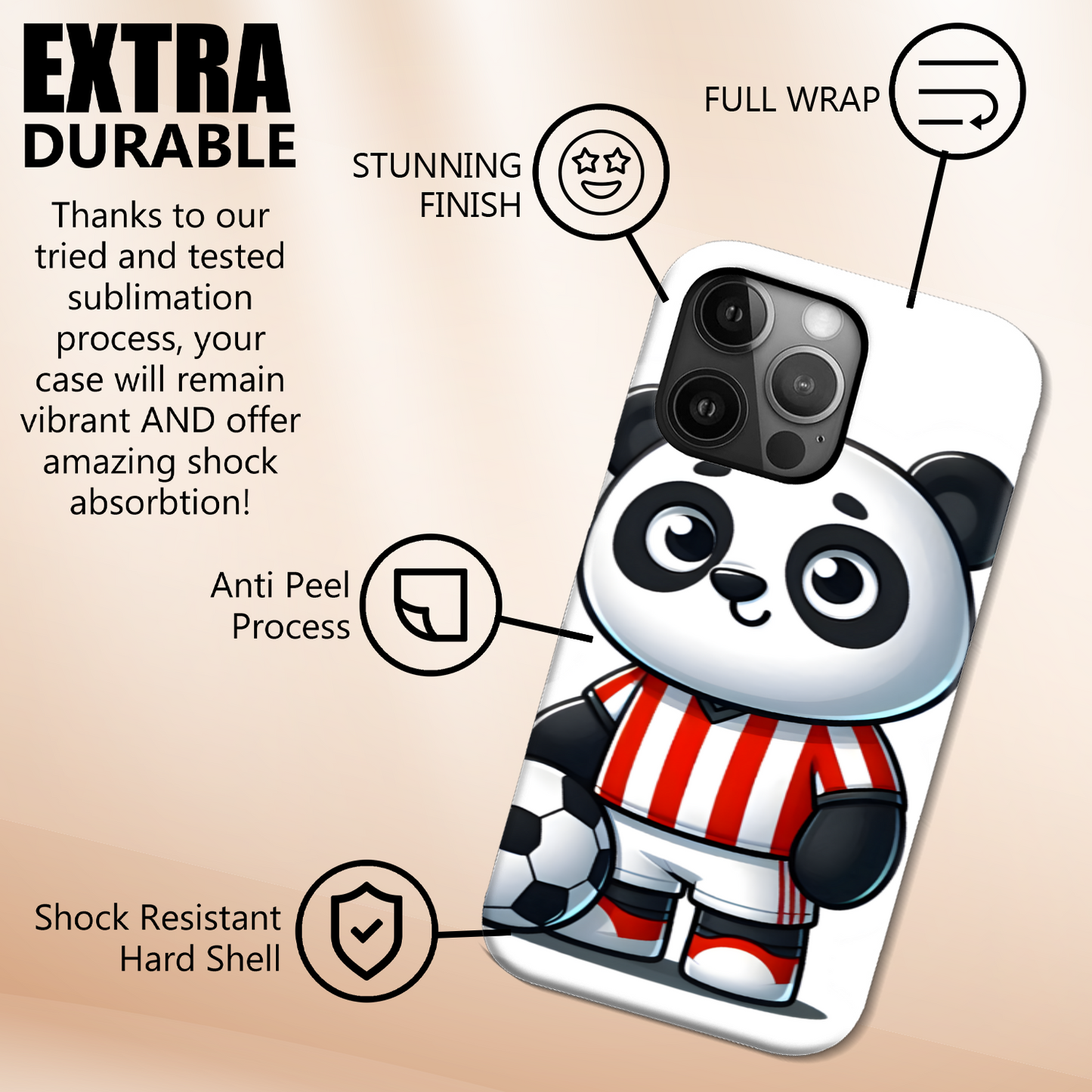 Footballing Panda 4, Magsafe Tough iPhone Case, Full Wrap Technology, Crafted From Premium Polycarbonate, Unique Image...