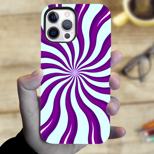 Purple Swirls, Magsafe Tough Phone Case, Full Wrap Technology, Crafted From Premium Polycarbonate, Unique Image...