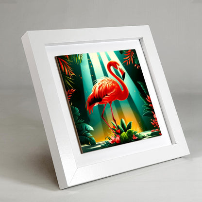 Flamingo 3, Ceramic Artwork, Framed In Black Or White, Unique Gift Idea, Ready To Hang Or Freestanding...
