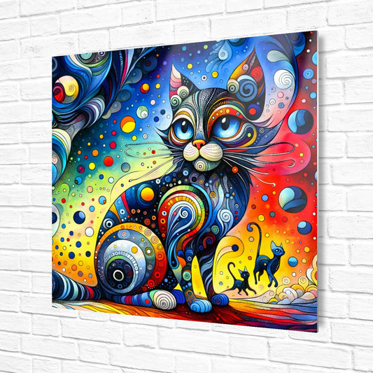 Abstract Cat No.4, Printed On Steel, Unique Image, Highly Detailed, Vivid Colours,  A Gift That Lasts Forever.