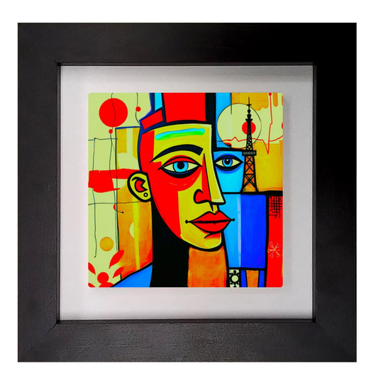 Abstract Man 1, Ceramic Artwork, Framed In Black Or White, Unique Gift Idea, Ready To Hang Or Freestanding...