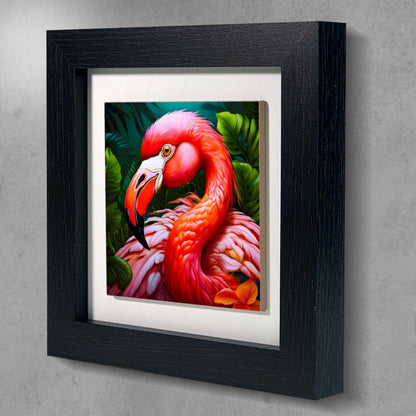 Flamingo 2, Ceramic Artwork, Framed In Black Or White, Unique Gift Idea, Ready To Hang Or Freestanding...