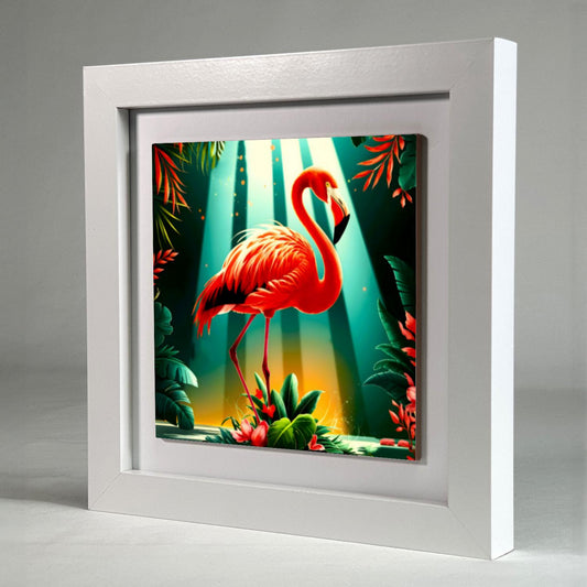 Flamingo 3, Ceramic Artwork, Framed In Black Or White, Unique Gift Idea, Ready To Hang Or Freestanding...