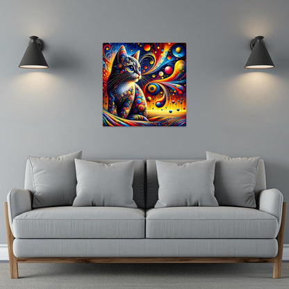 Abstract Cat 1, Printed On Gloss Aluminium To Enhance Colour And Detail, A Unique Gift Idea...
