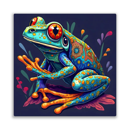 Frog Print No.8, Printed On Metal, Unique Image, High Quality, Vivid Colours, Perfect Gift, Unique Wall Art, Art Is A Gift For A Lifetime