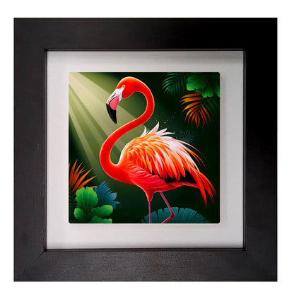 Flamingo 4, Ceramic Artwork, Framed In Black Or White, Unique Gift Idea, Ready To Hang Or Freestanding...