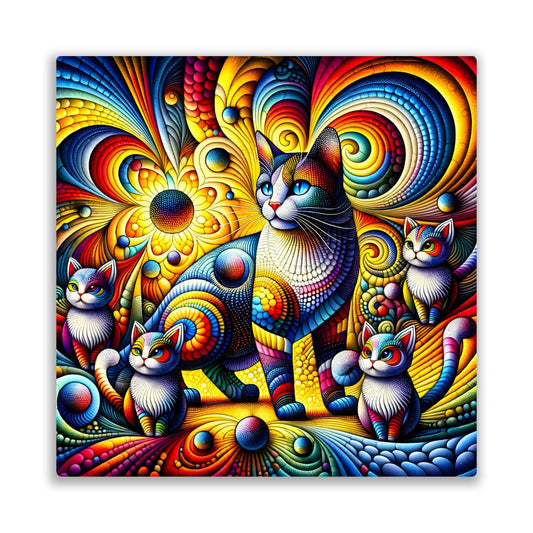Abstract Cat No.5, Printed On Steel, Highly Detailed, Vivid Colours, Unique Wall Art, A Gift That Lasts Forever.