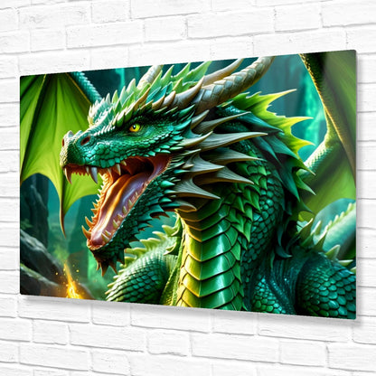 Green Dragon, Printed On Gloss Aluminium To Enhance Colours And Detail, Unique Wall Print, A Gift For A Lifetime...