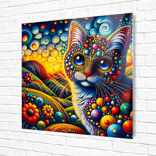 Abstract Cat No.3, Printed On Steel, Unique Image, Highly Detailed, Vivid Colours, A Gift That Lasts Forever.