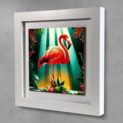 Flamingo 3, Ceramic Artwork, Framed In Black Or White, Unique Gift Idea, Ready To Hang Or Freestanding...