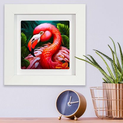 Flamingo 2, Ceramic Artwork, Framed In Black Or White, Unique Gift Idea, Ready To Hang Or Freestanding...