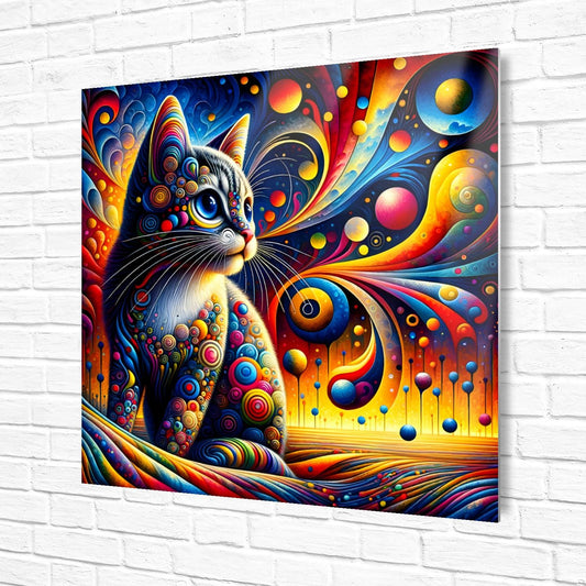 Abstract Cat No.1, Printed On Steel, Unique Image, Highly Detailed, Vivid Colours, A Gift That Lasts Forever.