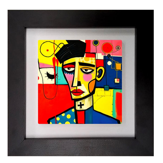 Abstract Man 2, Ceramic Artwork, Framed In Black Or White, Unique Gift Idea, Ready To Hang Or Freestanding...