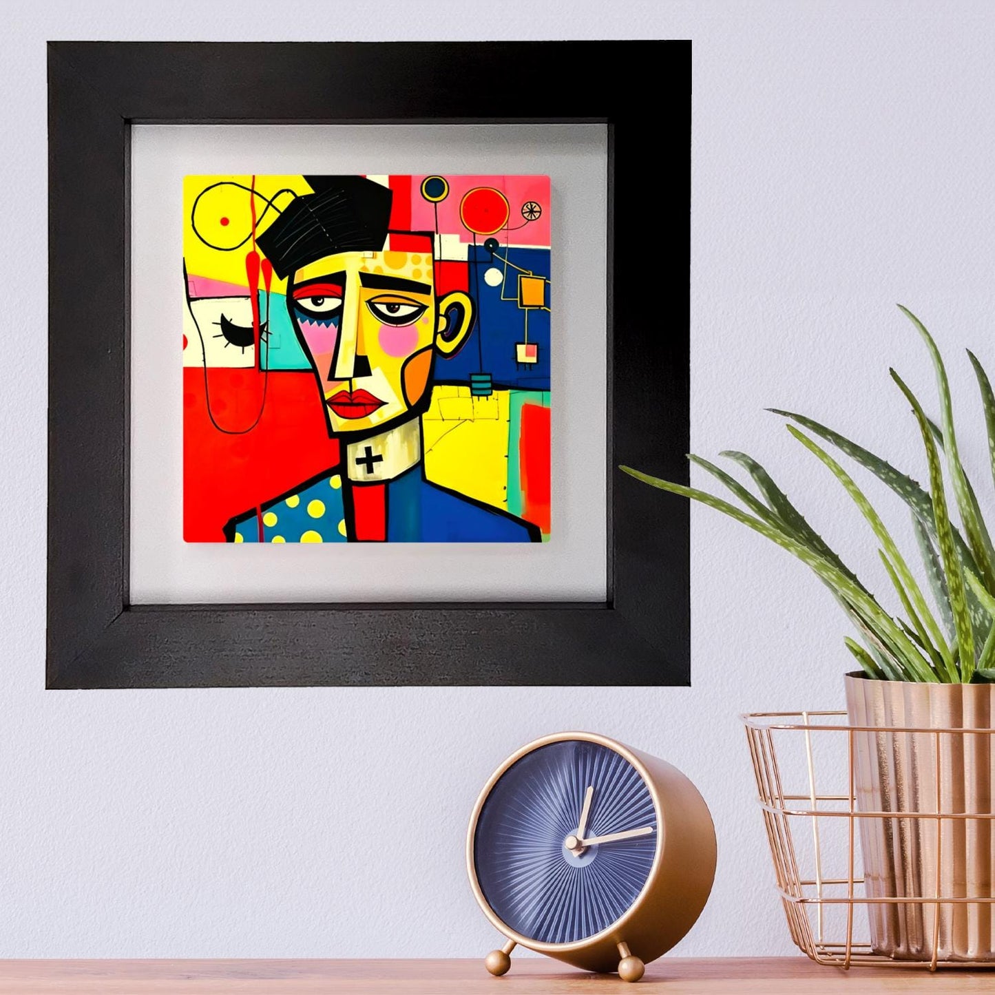 Abstract Man 2, Ceramic Artwork, Framed In Black Or White, Unique Gift Idea, Ready To Hang Or Freestanding...