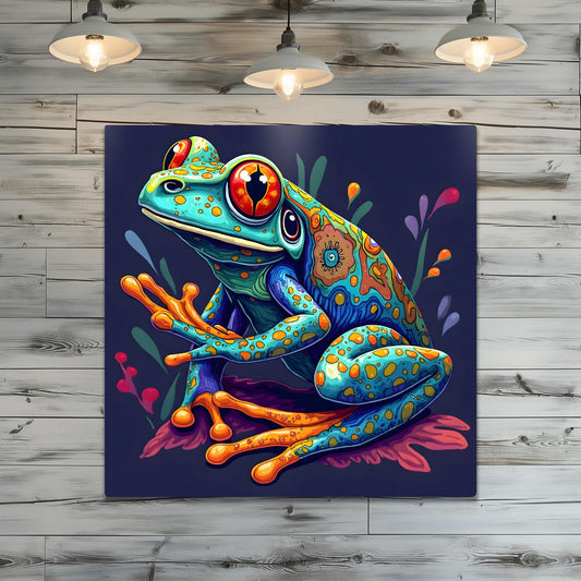 Frog Print No.8, Printed On Metal, Unique Image, High Quality, Vivid Colours, Perfect Gift, Unique Wall Art, Art Is A Gift For A Lifetime