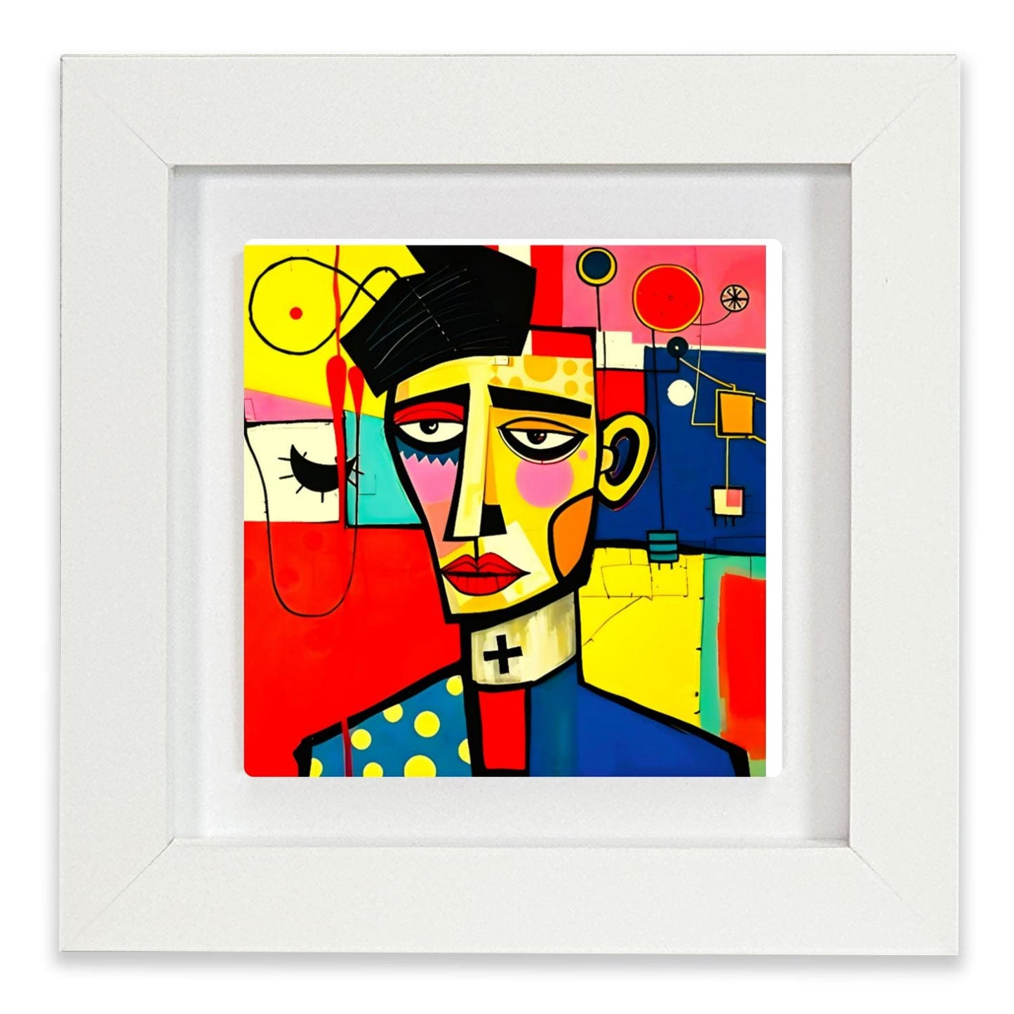Abstract Man 2, Ceramic Artwork, Framed In Black Or White, Unique Gift Idea, Ready To Hang Or Freestanding...