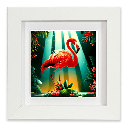 Flamingo 3, Ceramic Artwork, Framed In Black Or White, Unique Gift Idea, Ready To Hang Or Freestanding...