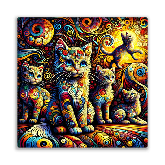Abstract Cat No.2, Printed On Steel, Unique Image, Highly Detailed, Vivid Colours, A Gift That Lasts Forever.
