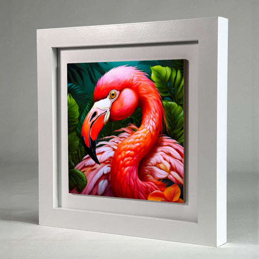 Flamingo 2, Ceramic Artwork, Framed In Black Or White, Unique Gift Idea, Ready To Hang Or Freestanding...