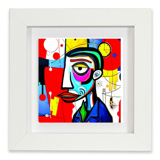 Abstract Man 4, Ceramic Artwork, Framed In Black Or White, Unique Gift Idea, Ready To Hang Or Freestanding...