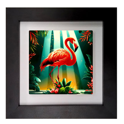 Flamingo 3, Ceramic Artwork, Framed In Black Or White, Unique Gift Idea, Ready To Hang Or Freestanding...
