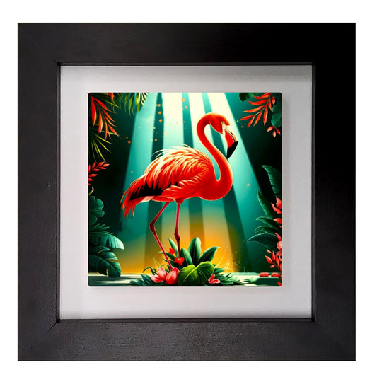 Flamingo 3, Ceramic Artwork, Framed In Black Or White, Unique Gift Idea, Ready To Hang Or Freestanding...