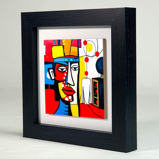 Abstract Man 3, Ceramic Artwork, Framed In Black Or White, Unique Gift Idea, Ready To Hang Or Freestanding...