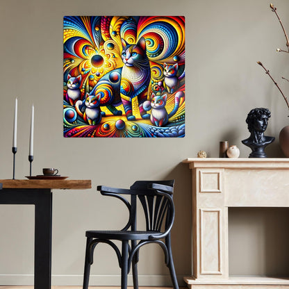 Abstract Cat No.5, Printed On Steel, Highly Detailed, Vivid Colours, Unique Wall Art, A Gift That Lasts Forever.