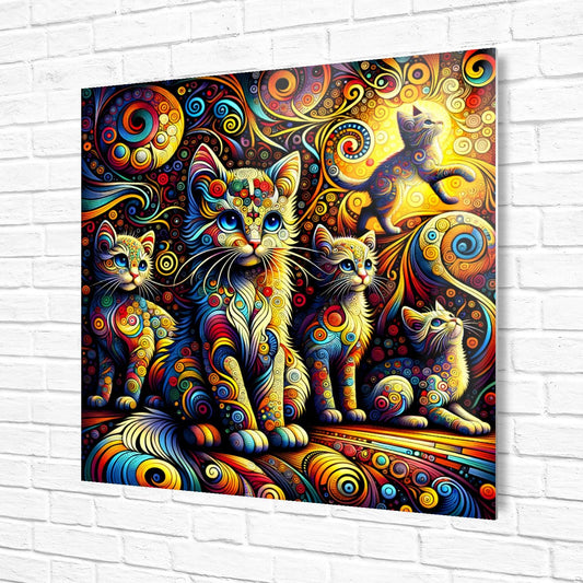 Abstract Cat No.2, Printed On Steel, Unique Image, Highly Detailed, Vivid Colours, A Gift That Lasts Forever.