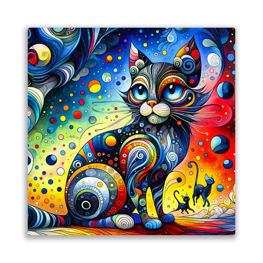 Abstract Cat No.4, Printed On Steel, Unique Image, Highly Detailed, Vivid Colours,  A Gift That Lasts Forever.